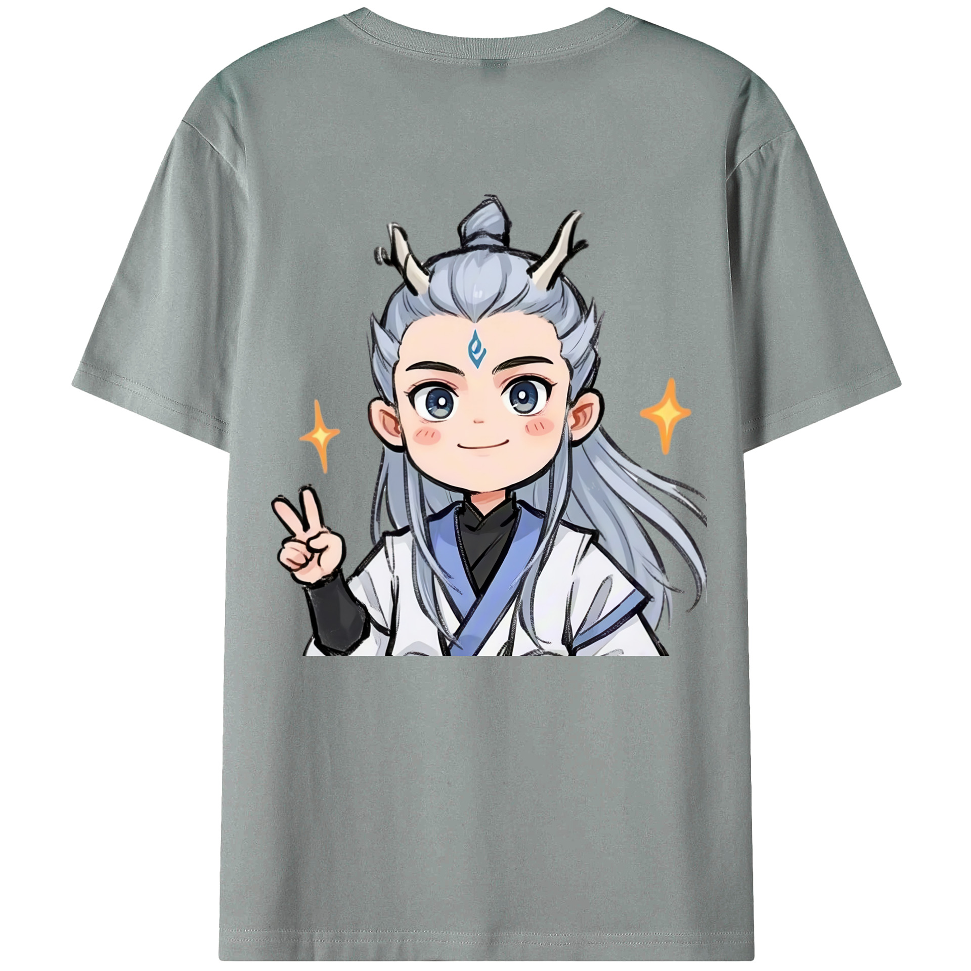 （画像用） Ne Zha 2 ナタ 魔童の大暴れ 綿100％ メンズ半袖Tシャツ（バックプリント） 通気性